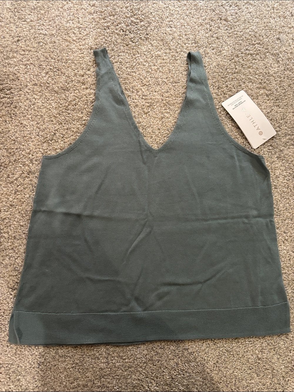 Athleta Steel Grey Knit V-Neck Tank Top